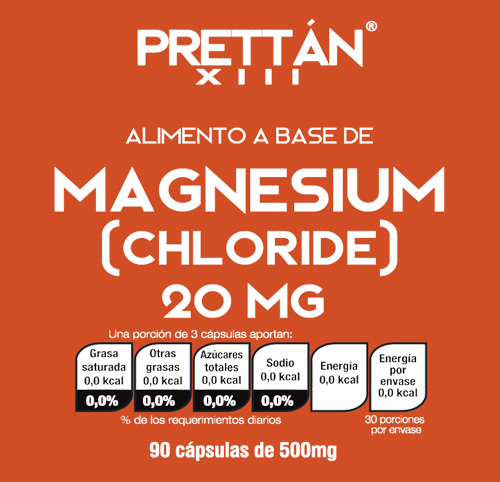 Frente etiqueta Prettan Cloruro de Magnesio - Front label Prettan Magnesium (Chloride)